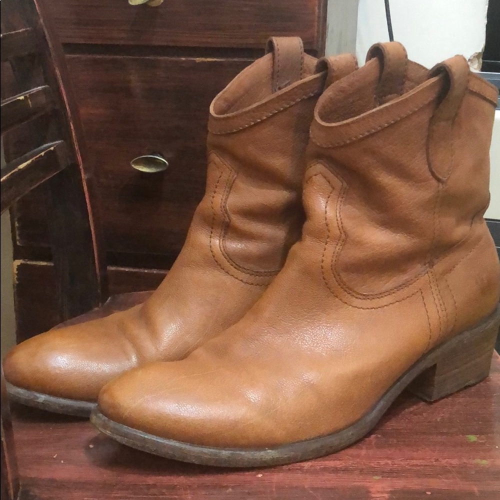 Cognac ankle boots